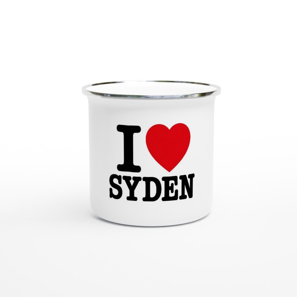 Emaljekrus 12 oz med Klassisk «I ♥ SYDEN»
